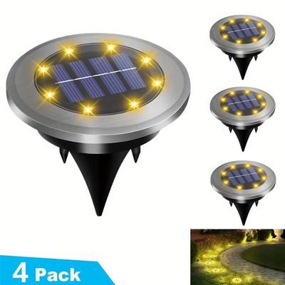 TEMU 8led Solar Garden Lights Outdoor Sidewalk Disk Bright In-ground Landscape Lighting For Lawn Patio Pathway Yard Steps Image