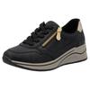 Keilsneaker RIEKER, Damen, Gr. 37, gold (schwarz, goldfarben), Lederimitat, sportlich, Schuhe, Halbschuh, Schnürschuh, Freizeitschuh mit Soft-Einlage