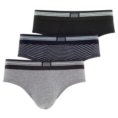 Slip JOCKEY "Cotton Stretch Brief", Herren, Gr. XXL, schwarz (schwarz stripe), Single Jersey, Obermaterial: 95% Baumwolle, 5% Elasthan, gestreift, geringelt, körpernah, Unterhosen, Mittlere Bundhöhe Image