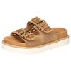 Pantolette MUSTANG SHOES, Damen, Gr. 40, braun (hellbraun), Velourslederimitat, Flechtoptik, modisch, Schuhe, Sandale, Plateausandale, Pool Slides mit komfortablem Tieffußbett