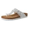 Zehentrenner TAMARIS "CORRA", Damen, Gr. 38, silber (silberfarben), Lederimitat, metallic, sportlich, Schuhe, Sommerschuh, Schlappen mit angenehmen Zehensteg