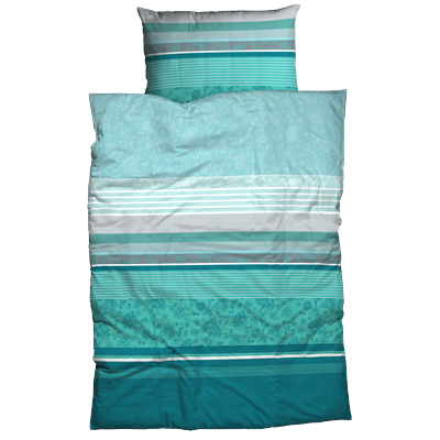 Bettwäsche CASATEX "Teri", blau (aquatic), B/L: 135cm x 200cm, , Satin, B/L: 80cm x 80cm, Satin, Obermaterial: 100% Baumwolle, Bettwäsche, zarte Blüten und Streifen, frische, elegante Farben Image