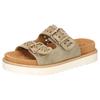 Pantolette MUSTANG SHOES, Damen, Gr. 40, grün (khaki), Velourslederimitat, Flechtoptik, modisch, Schuhe, Sandale, Plateausandale, Pool Slides mit komfortablem Tieffußbett