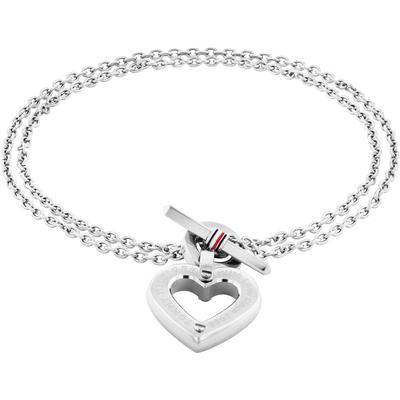 Armkette TOMMY HILFIGER "TOGGLE HEART, Herz, 2780969, 2780970", weiß (edelstahlfarben, blau, rot, weiß), Armbänder, Damen, Edelstahl, mit Emaille Image
