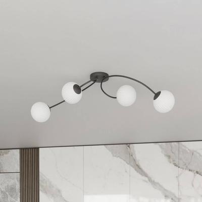 EMIBIG LIGHTING Deckenlampe Vibra, opal/schwarz, Länge 110 cm, Glas, 4-flg. Image