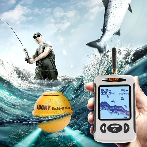 Lucky Sonar Fischfinder FFW718LA Wiederaufladbarer 150 m kabelloser Sensor Echolot Angeln Tragbarer