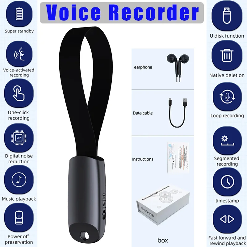 HD Rauschunterdrückung Diktiergerät 8G 16G 32G 64G Professionelles Diktiergerät Ein-Taste sprachaktivierte Audioaufzeichnung MP3-Wiedergabe Image