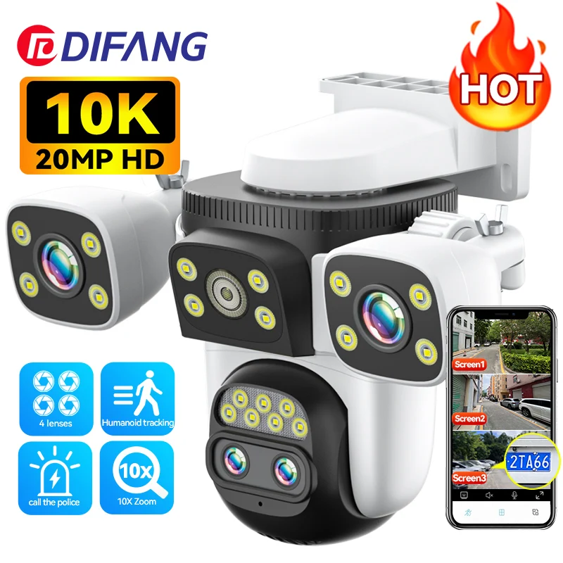 10K Drei Bildschirm WiFi Kamera Outdoor 10X Zoom PTZ Video Straße Kamera Ai Tracking Sicherheit Schutz CCTV Überwachungs Kamera Image