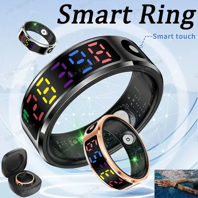 2025 R12 Smart Ring mit Farbdisplay und Touch, Ladebox, Gesundheitsmanager, 5 ATM wasserdicht für Image