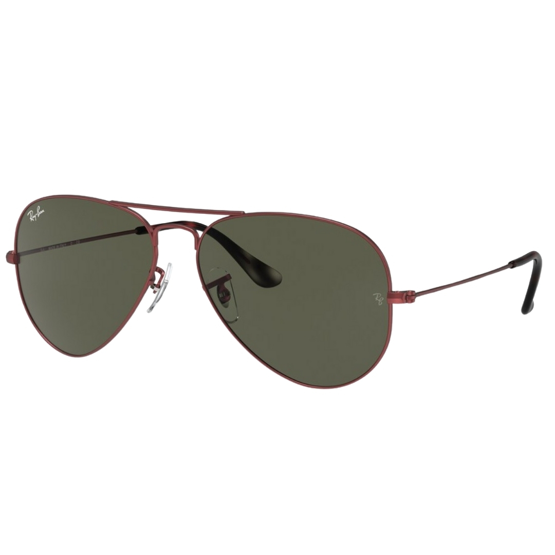 Ray-Ban Aviator Sonnenbrille mit grünen Gläsern und roten Gläsern Image