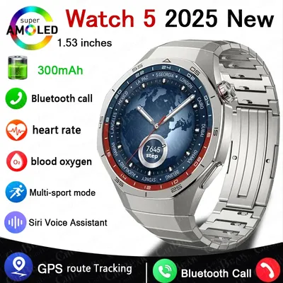 2025 Neue Herren-Smartwatch GT5 PRO, großer Bildschirm, Vollbild-Touch-Smartwatch, Herzfrequenz, BT, Image