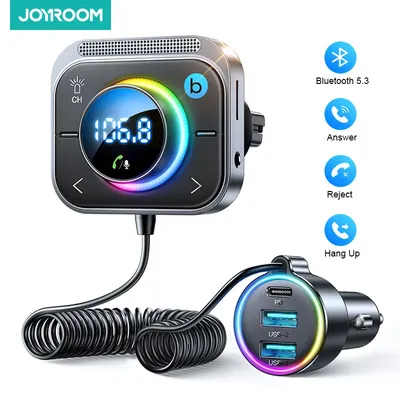 Joyroom auto bluetooth 5,3 fm/aux sender auto adapter freihändig anrufen 3 schnell la deans chlüsse Image