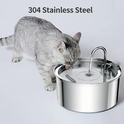 304 Stainless Steel】 Pet Water Fountain with Activated Carbon Filter for Cats and Dogs, Automatic Drinking Dispenser Pump Bowl