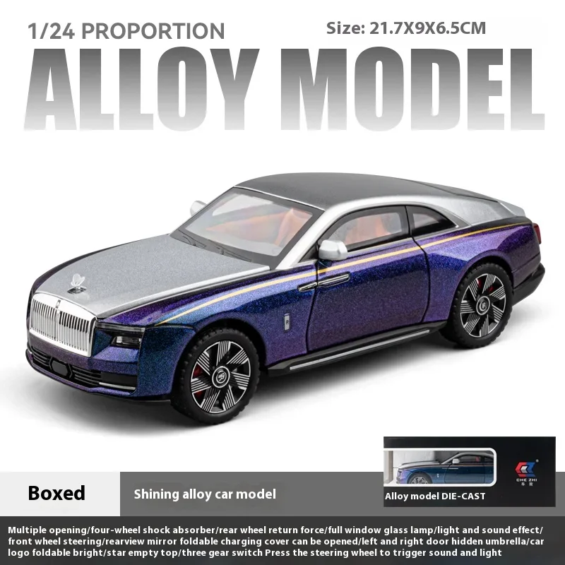 1:24 Rolls Royce Spectre Coupe Sportwagen, Legierungsdruckguss-Automodell, Sammlung von Hobbys und Dekoration in hoher Simulationsqualität