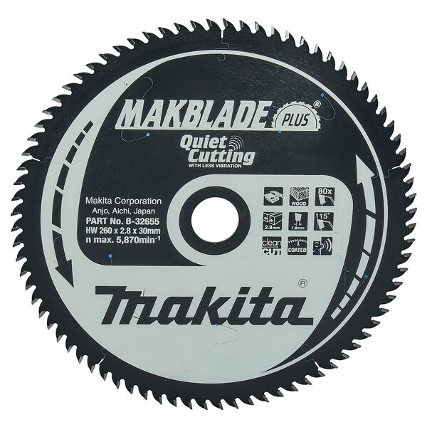 makita Kreissägeblatt »B-32655 MAKBLADE« 260,0 mm 80 Zähne braun Image