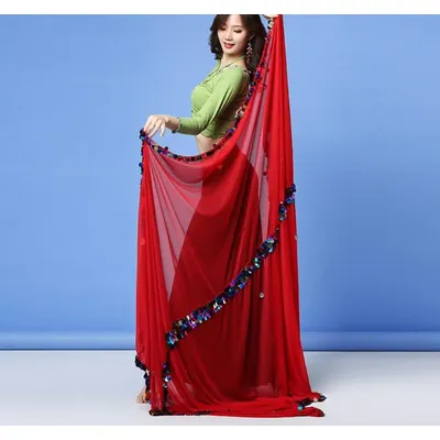 Shinning Sequin Malaya Hand Throw Scarf Stage Dancewea Belly Dance Shawls Veil Competition