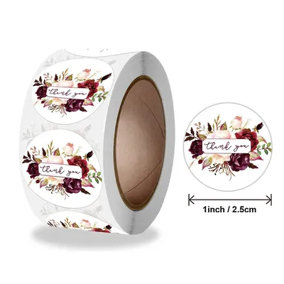 50-500Pcs Flower Thank You Stickers Seal Labels New Styles Stationery Sticker For Handmade Custom