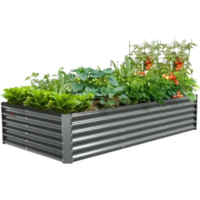 8X4X1.5ft Galvanized Raised Garden Bed Kit, Rectangular Large Metal Deep Root Planters
