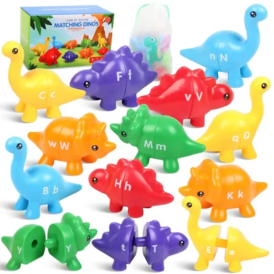 Montessori Matching Letters Dinosaur Toy Double-Sided ABC Letters Preschool Educational Learning
