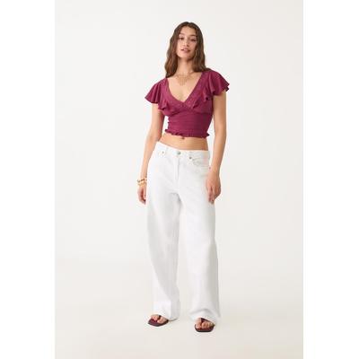 Stradivarius Flowing short sleeve top Nude pink L