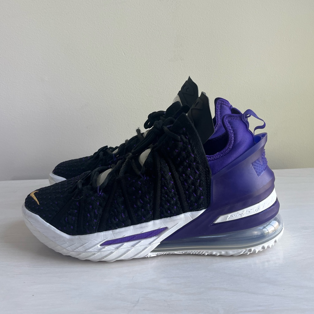 Nike Shoes | Lebron 18 “Lakers” Nike Purple And Gold Basketball Shoes Men’s 9.5 | Color: Black/Purple | Size: 9.5