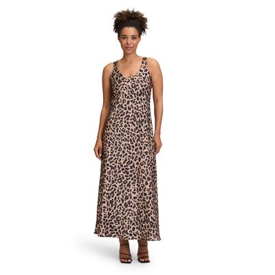 Abendkleid VERA MONT "Vera Mont Abendkleid mit Leoprint", Damen, Gr. 42, Normalgrößen, braun (weiß, braun), Satin, Obermaterial: 100% Polyester. Futter: 100% Polyester., elegant, figurumspielend lang, Rundhals, Kleider, Material Image
