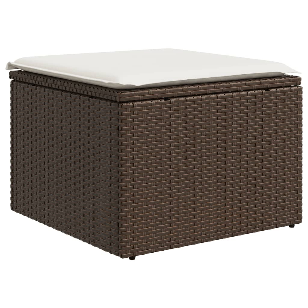 vidaXL Gartenhocker mit Kissen, Gartenstuhl mit abnehmbarem waschbarem Bezug, Hocker mit Stahlrahmen, Sitzhocker Terrassenhocker, Braun Poly Rattan Image