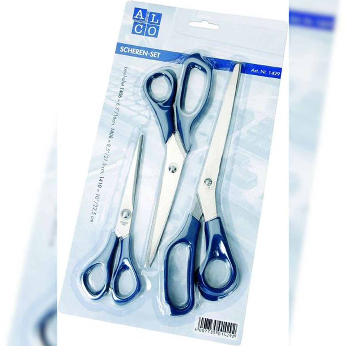 ALCO Scheren Set 3teilig blau Packung mit 6 Stück Image