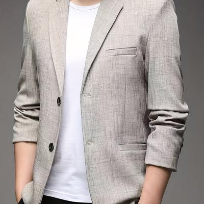 TEMU Lightweight Blazer - Stylish, Versatile, And Sun-resistant For Work And Casual Attire, Polyester Fabric, 90g/m², Casual Attire Blazer | Check Pattern Blazer | Polyester Blazer Image