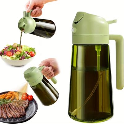 TEMU 16oz/470ml Sprayer & Dispenser Bottle - Bpa-free Dark Green Glass, Easy- With Black Cap & Handle, Ideal For Cooking, Air Fryer, Bbq, And Kitchen Use, Oil Sprayer Bottle For Cooking Image