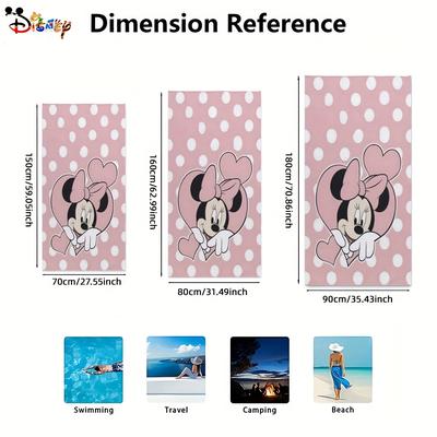 TEMU 1pc {cute And Pattern Bath Towel, Pink Polka } Extra Large Microfiber Lightweight Rectangular Beach Towel, Comfortable Quick Absorbent Image