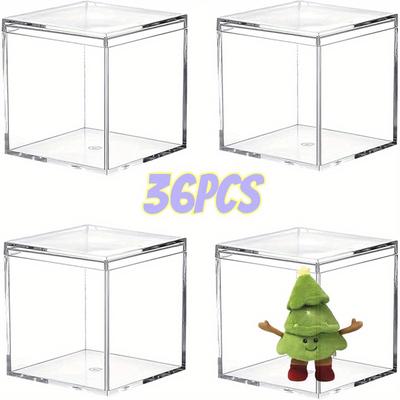 TEMU 36pcs Clear Acrylic Display Boxes With Hinged Lid - Square Transparent Containers For Jewelry, Cosmetics & Small Items - Ideal For Easter, Wedding & Party Decorations, Gift Boxes For Gifts Image