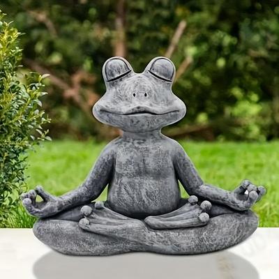 TEMU 1pc Rustic Yoga Frog Resin Statue - Meditative Garden Sculpture For Patio, Lawn & Outdoor Decor, Thanksgiving, Valentine's Day & Graduation Gifts, Zen Home Decor Image