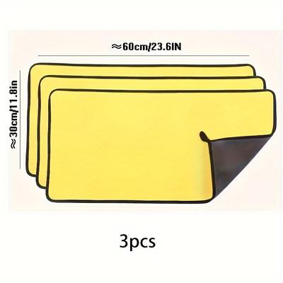 TEMU 3-pack 400 Gsm Super Absorbent Microfiber Cleaning Cloths - Bright Yellow, 6x6 Inch Dry Towels For Car, Home, Kitchen, Bathroom & Window Wiping - Durable & Reusable Supplies Image