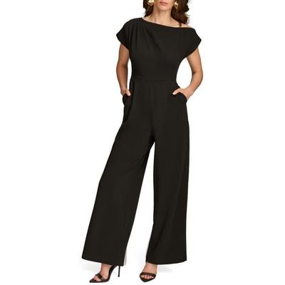 Caddy Cold Shoulder Crepe Jumpsuit - Black - Donna Karan Jumpsuits