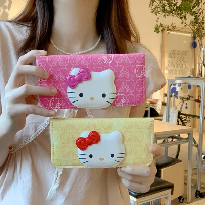Cute Cartoon Sanrio Hello Kitty Flip Phone Case Card Bag Phone Case for IPhone 16 ProMax 16 15 14 13 ProMax Phone Case Funda