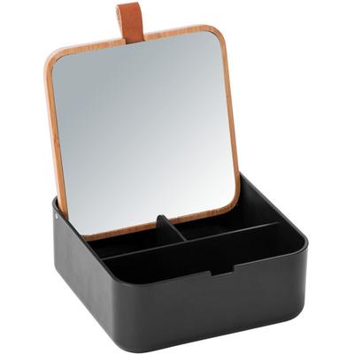 Wenko - Organizer Aufbewahrungs Box Bad Accessoires Schminke Schmuck Spiegel Korb - schwarz Image