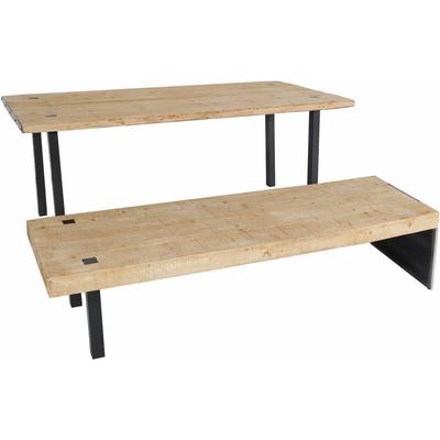 Esszimmer-Set HHG-577, Esstisch Sitzbank Esszimmergarnitur, Massiv-Holz MVG-zertifiziert 200cm, Image