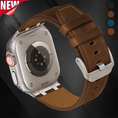 Lederarmband für Apple Watch Ultra 2 Band 49 mm 10 9 8 7 46 mm 45 mm Herren-Klassikerarmband IWatch Image