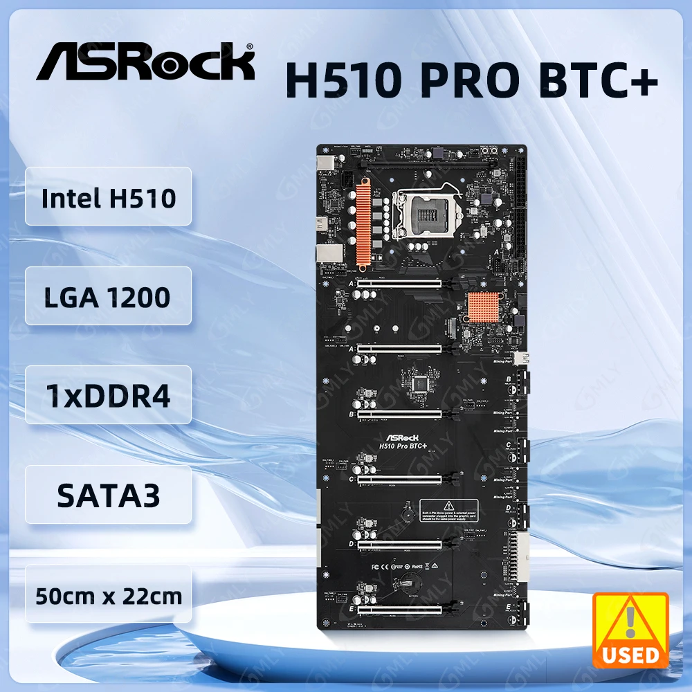ASRock H510 PRO BTC + Bergbau Motherboard LGA1200 Intel H510 DDR4 32GB Port M.2 Für i3-10105F i5-11600KF 11400 10300 10900 cpu Image