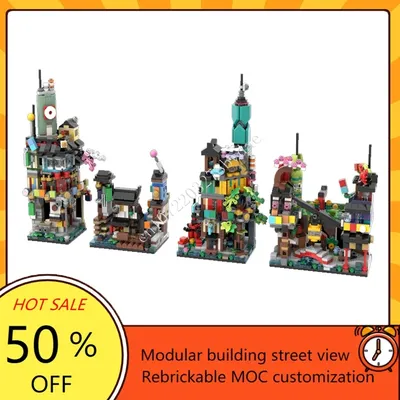 Mini Ninjagoes City Collection Modular MOC Kreatives Street View Modell Baustein Architektur DIY Image