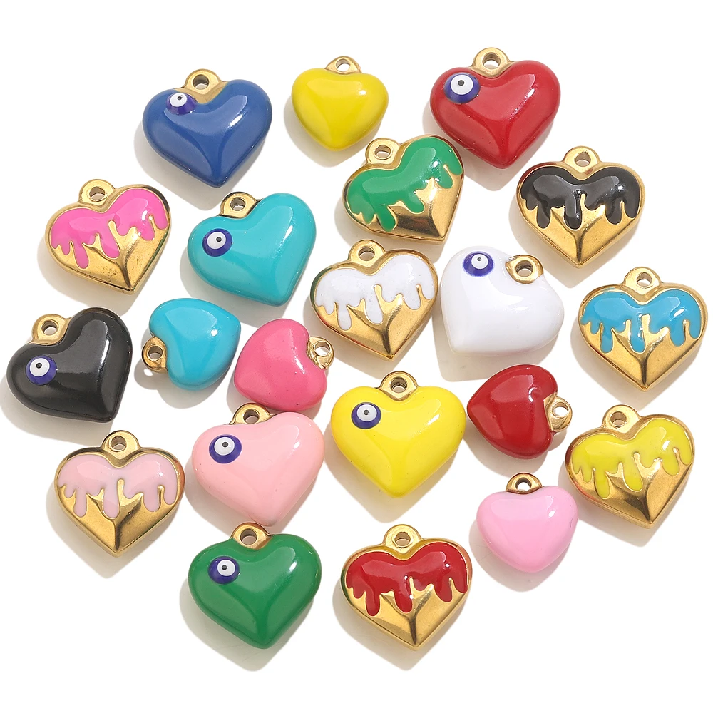 5 stücke Edelstahl Emaille Herz Charms Für Schmuck Machen Liebe Anhänger DIY Ohrring Nacklace Anschlüsse Schmuck Liefert Teil Image
