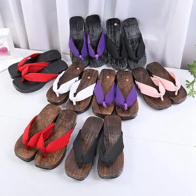 Startseite Frauen Holzschuhe Flip Flops Geta Clogs rutschfeste Hausschuhe Sandalen Anime Party Image