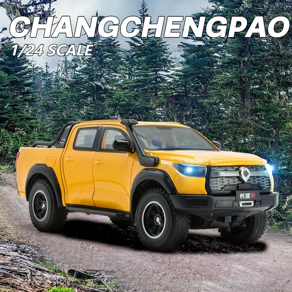 1:24 große Wand Motor GWM Kanone Poer Offroad Geländewagen Legierung Druckguss Auto Modell Sound & Licht Sammlung von Hobby dekorative Geschenk Junge