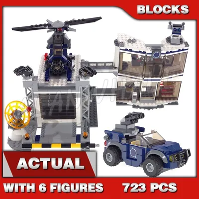 723 stücke Super Fighters Revengers 2-ebene Hauptquartier Compound Battle Offroader 11262 Bausteine Image