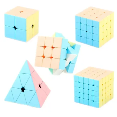 MoYu MeiLong Magic Cubes Macaron 2x2 3x3 4x4 5x5 Pyramide Professional Speed Pink Cube 2x2x2 3x3x3 Image