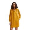 Midikleid MARC O'POLO "aus leichter Qualität", Damen, Gr. 42, Normalgrößen, gelb (golden gelb), Obermaterial: 100% Leinen; Futter: 100% Nicht verfügbar, unifarben, loose fit kurz, Langarm Manschette, Kleider
