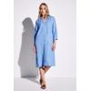 Blusenkleid STREET ONE, Damen, Gr. 36, EURO-Größen, serenity blau, Stoff, 100% Leinen, unifarben, casual, normal kniebedeckend, V-Ausschnitt, Langarm Bündchen, Kleider, mit Knopfleiste