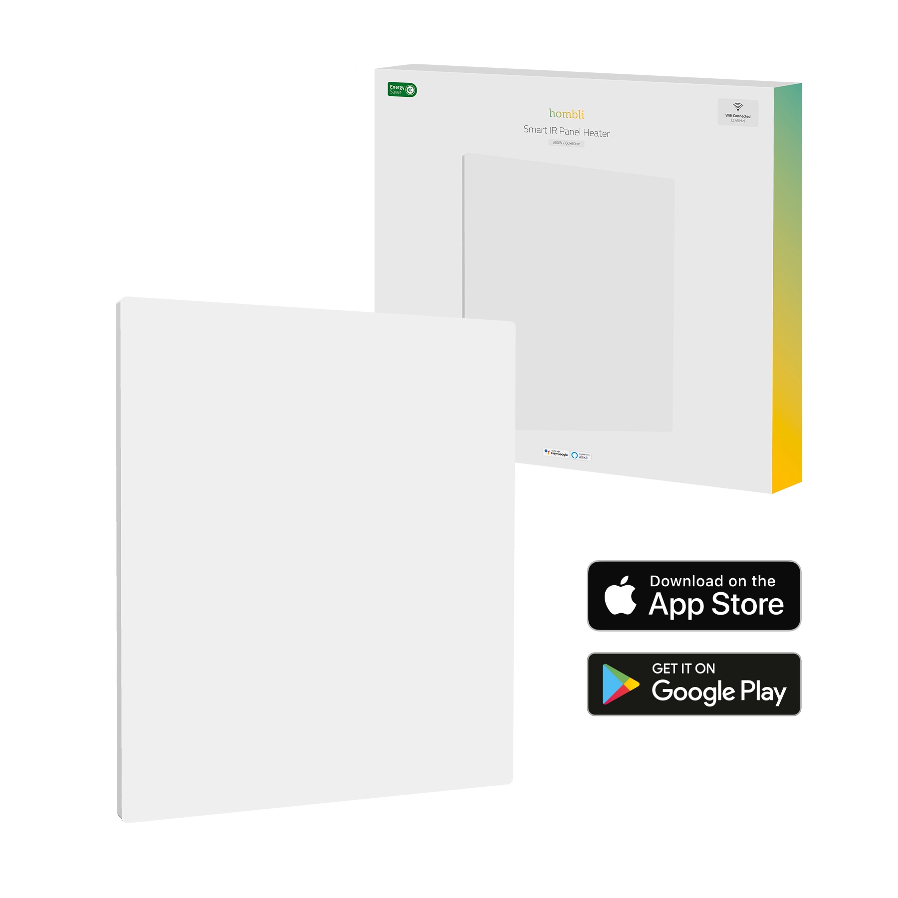 HOMBLI Smart-Home-Zubehör "Smartes Infrarot Heizpanel 350W", weiß, B:66cm H:11cm T:68cm, Smart-Home-Stationen