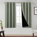 100% Blackout Short Curtains 54 Inches Long Window Treatment Panels Thermal Insulated Drapes for Kitchen Small Window Bedroom Full Blackout Curtain Panels (Set of 2 PCs Desert Sage)